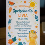 Speisekarte Kinderwillkommensfest bunt